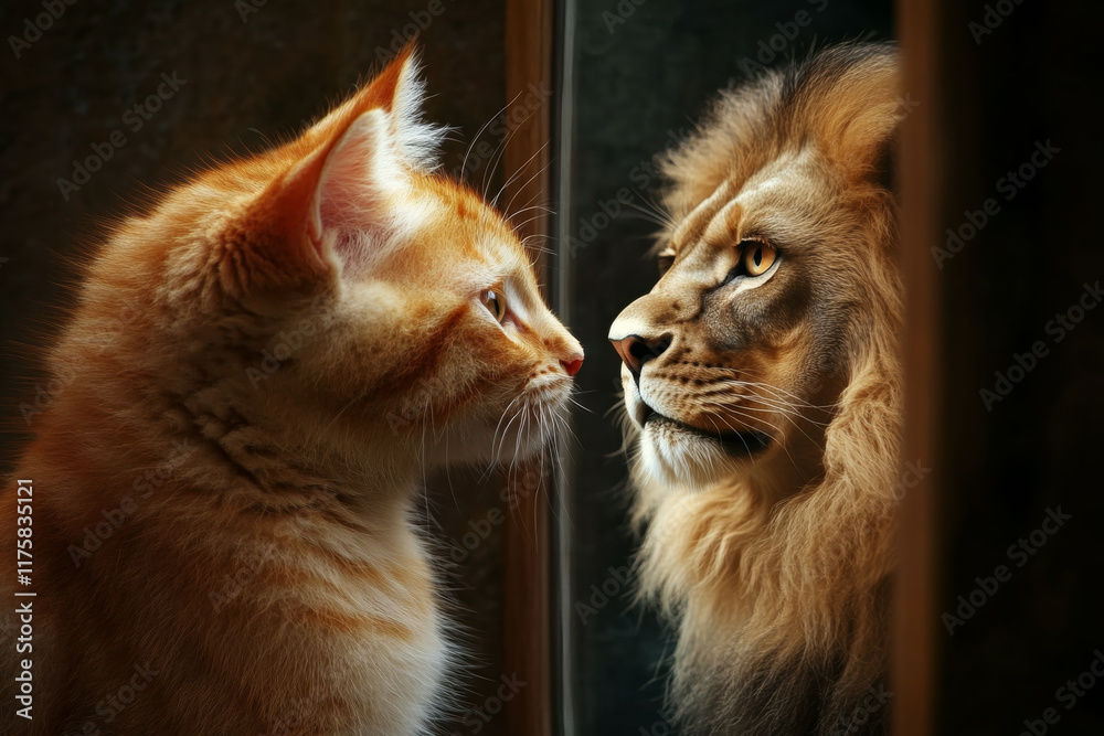 custom made wallpaper toronto digitala self-esteem lesson of a kitten seeing a reflection of a lion in a mirror
