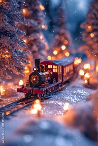 steam locomotive in snowy forest photo