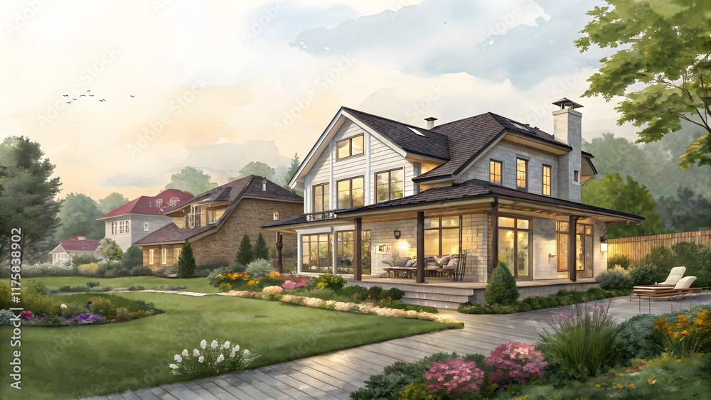 Elegant Modern Home with Beautiful Landscaping in Serene Neighborhood Elegant Modern Home with Beautiful Landscaping in Serene Neighborhood