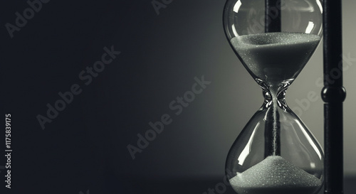 Hourglass as time passing concept for business deadline, urgency and running out of time.  Sandglass.