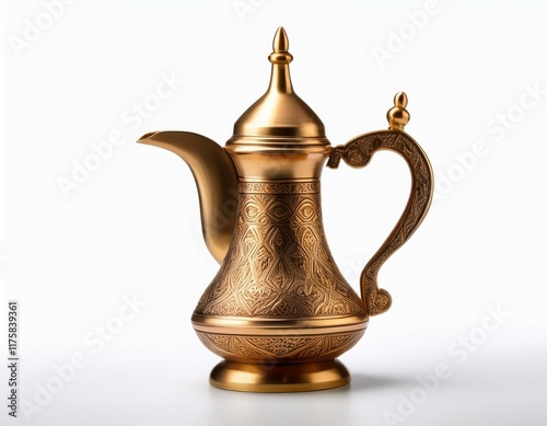 traditional arabic dallah coffee pot isolated on white background