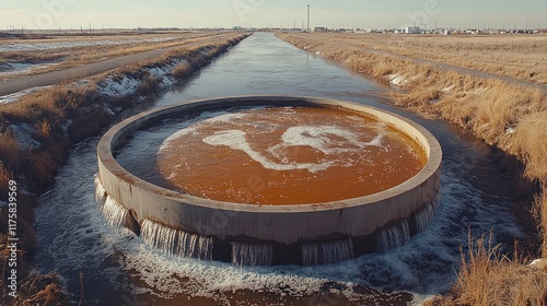 Circular settling basin in irrigation canal