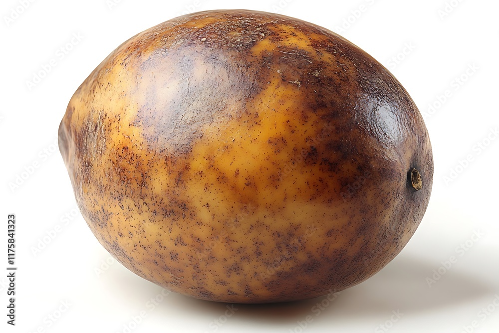 Fototapeta premium A single brown and yellow mottled cheese wheel