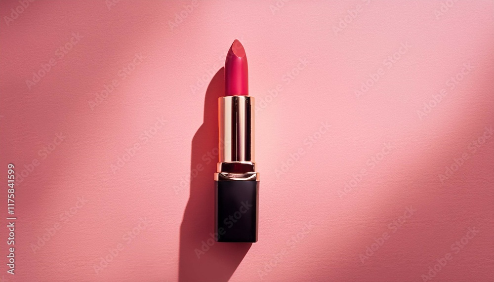 close up of single bright red lipstick tube on pastel pink background perfect for beauty fashion and cosmetic advertising close up of single bright red lipstick tube on pastel pink background perfect for beauty fashion and cosmetic advertising