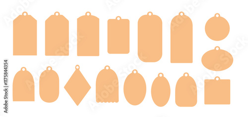 Gift tags or labels set, blank printable stickers template collection hand drawn illustration in flat style, seasonal decorative elements, price tags mock up to showcase art ideas