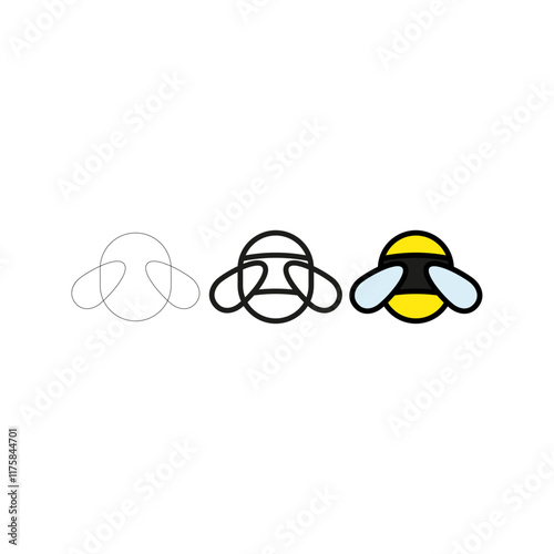 Minimalist Bee Illustration in Three Unique Styles – Outline Design, Bold Line Art, and Vibrant Filled Vector Artwork for Nature and Eco-Friendly Projects