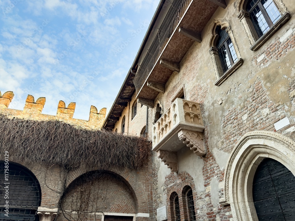 Balcony of Juliet Capulet from Shakespeare novel in Verona, Italy