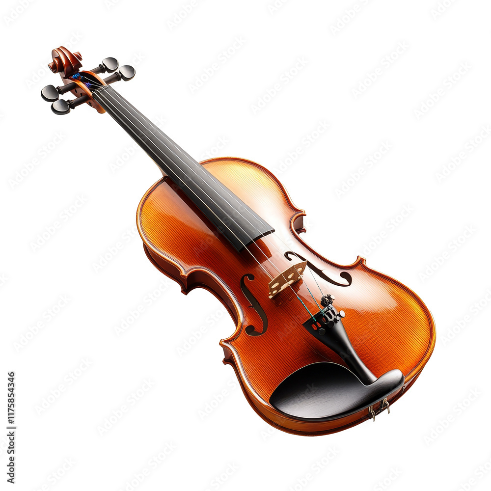 Elegant wooden violin isolated on a transparent background, showcasing its craftsmanship and design details, violin isolated on transparent background Elegant wooden violin isolated on a transparent background, showcasing its craftsmanship and design details, violin isolated on transparent background