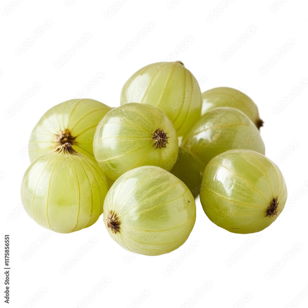 Fresh Indian gooseberries displayed on a clean transparent background showcasing their natural beauty and texture, Indian gooseberries on transparent background