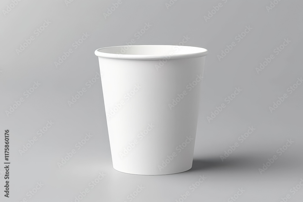 White paper cup is sitting on a grey surface White paper cup is sitting on a grey surface
