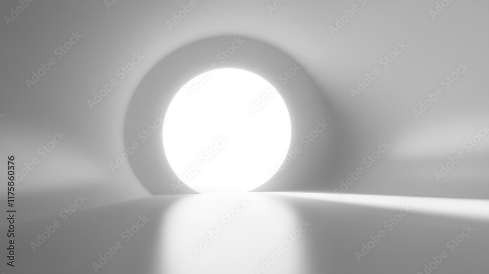 Bright oval light at end of white tunnel. Bright oval light at end of white tunnel.