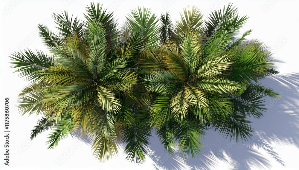 Obraz premium top view palm trees 3d rendering isolated white background
