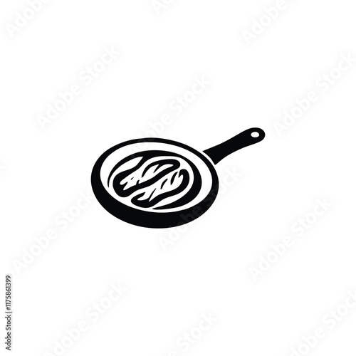 Logo or icon of cooking meat with Teflon