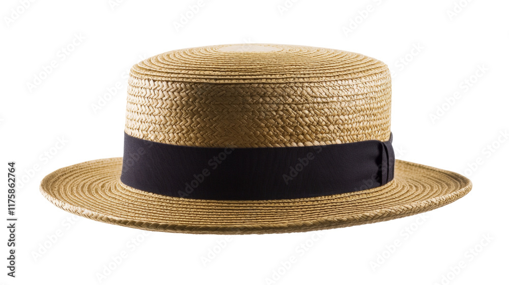 Boater hat, isolated on transparent background Boater hat, isolated on transparent background