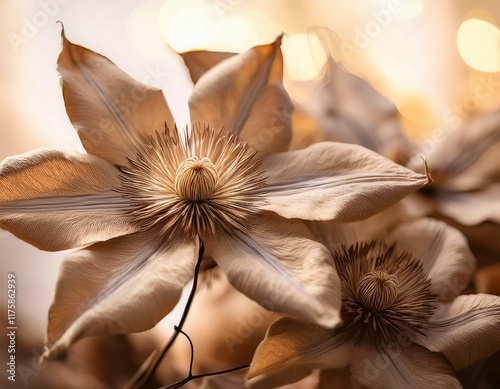 beautiful dry clematis flowers in mocha mousse color