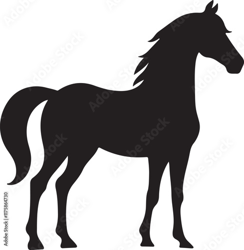 A silhouette of a running horse