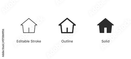 Home icon house symbol. Web home page icon , Homepage or main page icon sign. EDITABLE STROKE ICON. outline and filled web icons vector sign