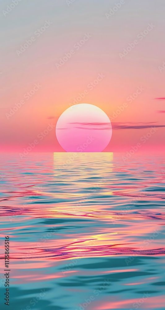 Pink sunset over calm ocean water. (1)