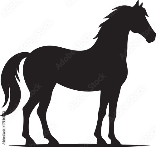 A silhouette of a running horse