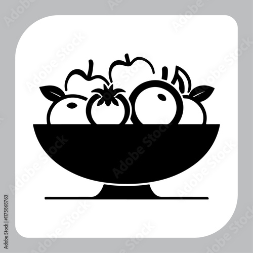 Bowl of Fruits Silhouette Illustration in Vector Format HighResolution for Designers
