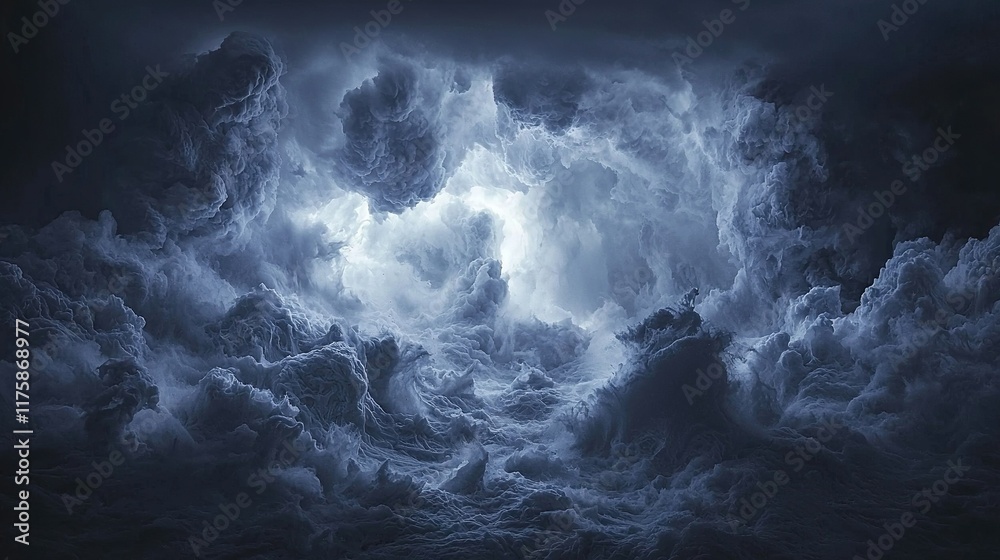 Fototapeta premium Stormy sea in black and white, with ominous sky overhead