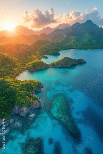 Wallpaper Mural Photo réaliste d’un archipel pittoresque au coucher du soleil Torontodigital.ca