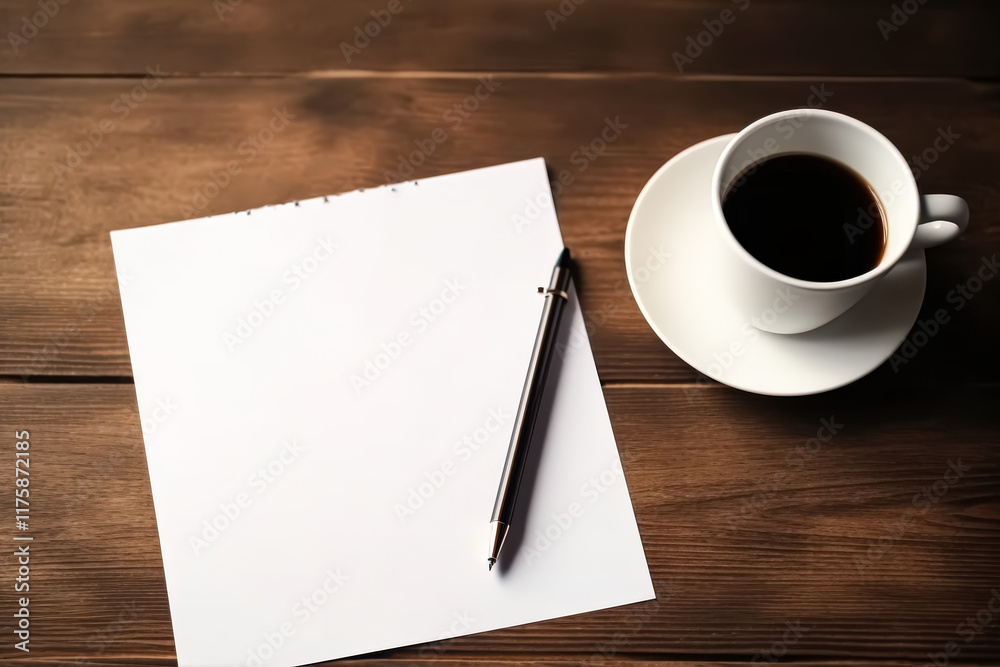 White piece of paper with a pen on it and a cup of coffee next to it White piece of paper with a pen on it and a cup of coffee next to it