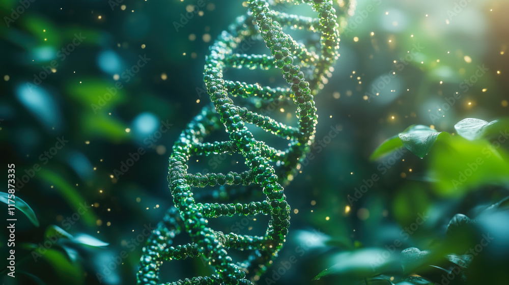 Green dna helix rotating on natural green background Green dna helix rotating on natural green background