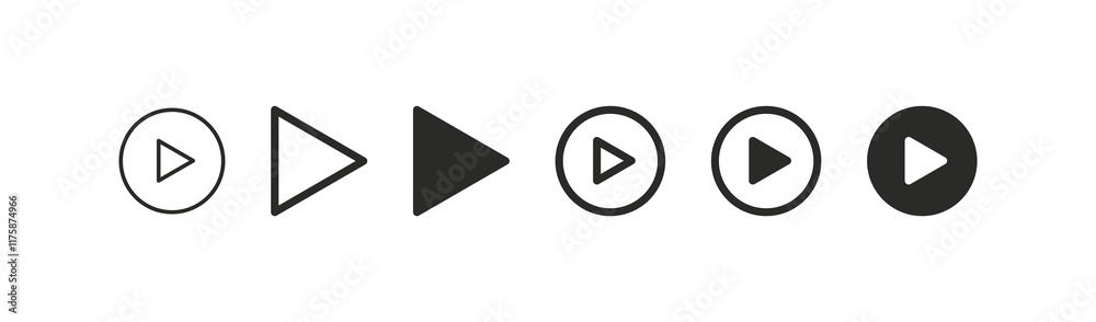 Play button icon set. video player buttons, Start audio and play sign, line icons Play button icon set. video player buttons, Start audio and play sign, line icons
