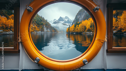 Majestic Alaskan cruise through Inside Passage showcasing panoramic views of rugged coastline vibrant foliage in golden hues crisp autumn air serene landscape breathtaking beauty and natural wonder

 photo