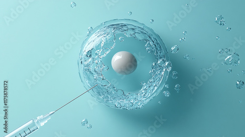 Close-up macro view of a single female ovum in a petri dish with a needle poised for IVF treatment symbolising life creation hope medical innovation fertility science precision and new beginnings


