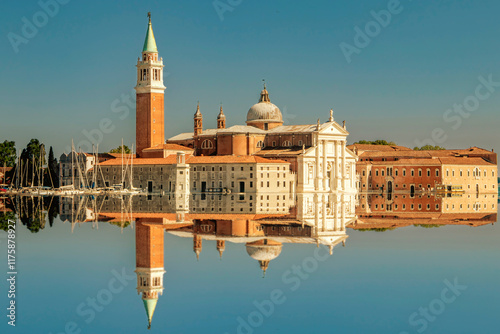 Obraz na płótnie San Giorgio Maggiore. Venice. The stunning and beautiful Venetian skyline showcases historic architecture along with breathtaking blue waters w salonie