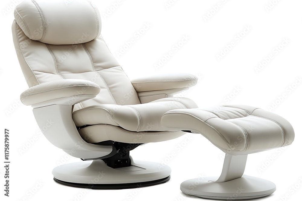 Elegant Off White Leather Recliner Chair With Footrest