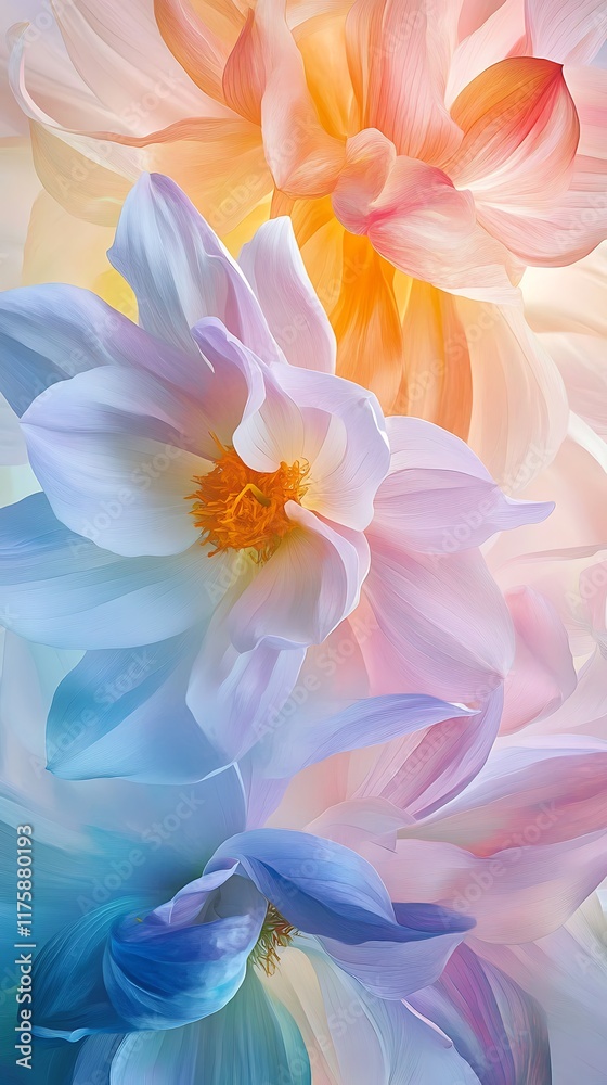 Fototapeta premium colorful floral nature illustration with petals