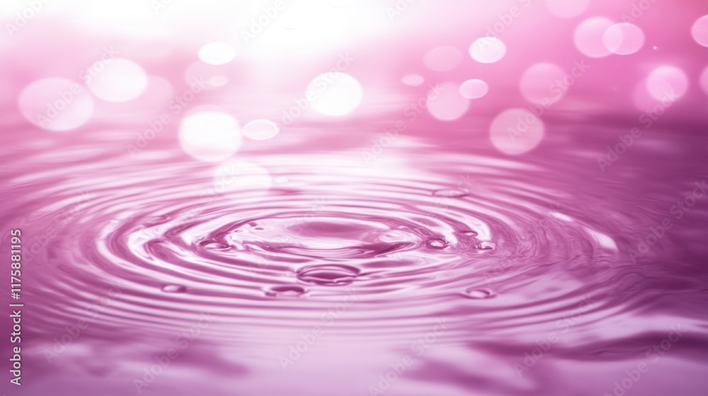 Pink water droplet ripples and bokeh. Pink water droplet ripples and bokeh.