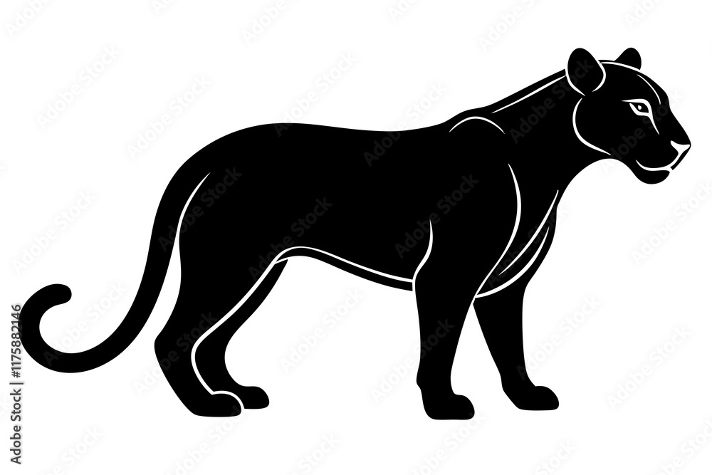 Obraz premium jaguar black silhouette vector with white background. Wild animal vector
