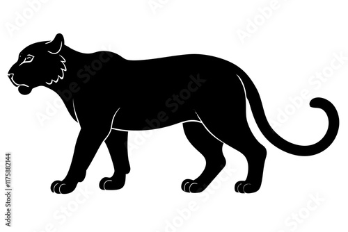  jaguar black silhouette vector with white background. Wild animal vector