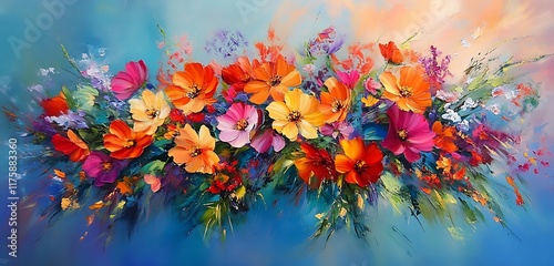 Nature inspired vibrant flowers painting art