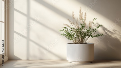 Sunlit Plant in Minimalist Interior