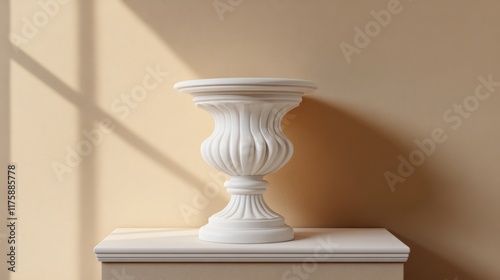 Elegant White Pedestal in Sunlit Room