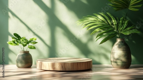 Minimalist Interior with Green Vases and Plants