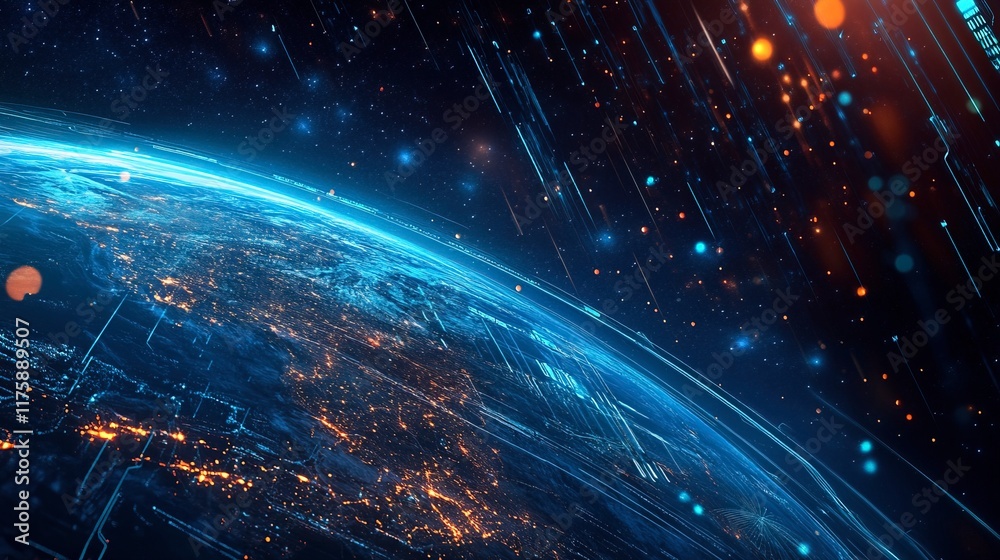 Obraz premium visual world technology comunnication and information on the earth