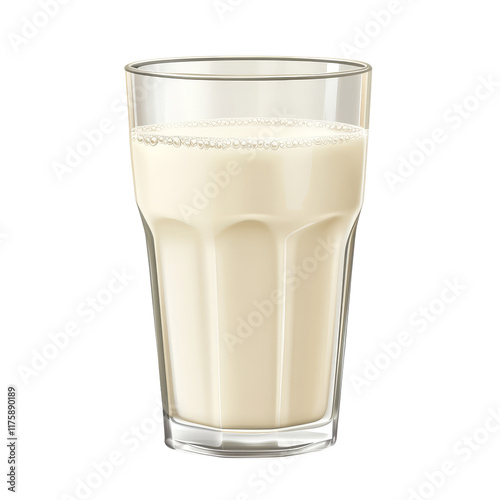 A freshly poured glass of milk isolated against a plain background for a clean and inviting look, Glass of milk isolated