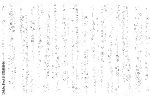 Oxygen air bubbles  flow  in water on white  background.