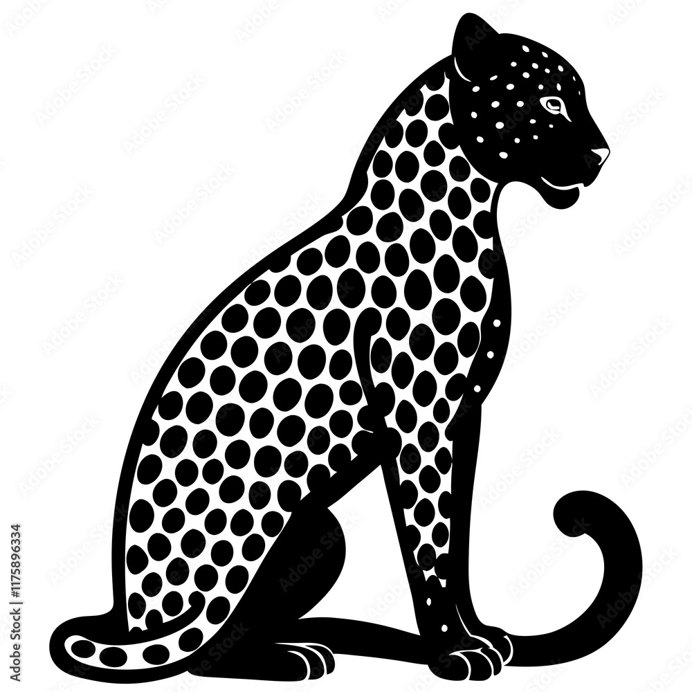 Fototapeta premium leopard black silhouette vector with white background. Wild animal vector