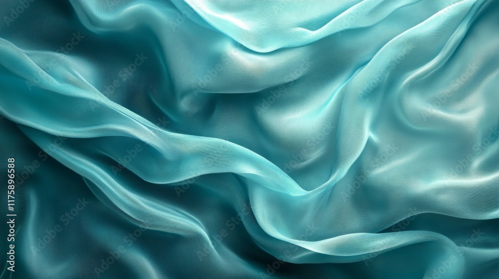 Obraz premium Abstract Waves of Turquoise Fabric