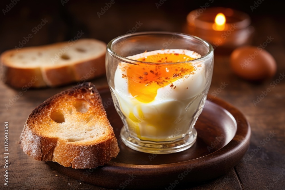 Eggs and toast for breakfast served in an eggcup Eggs and toast for breakfast served in an eggcup