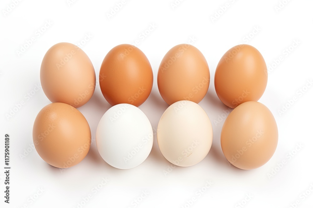 Eggs separated on white backdrop Eggs separated on white backdrop
