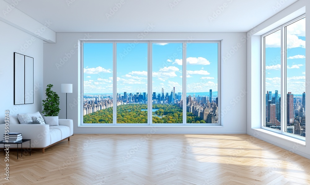 Obraz premium Designing a 3D rendered image of a modern luxury living room interior scene