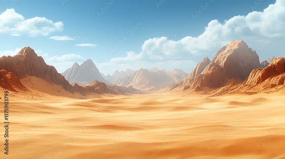 Fototapeta premium Expansive Desert Landscape Under a Sunny Sky